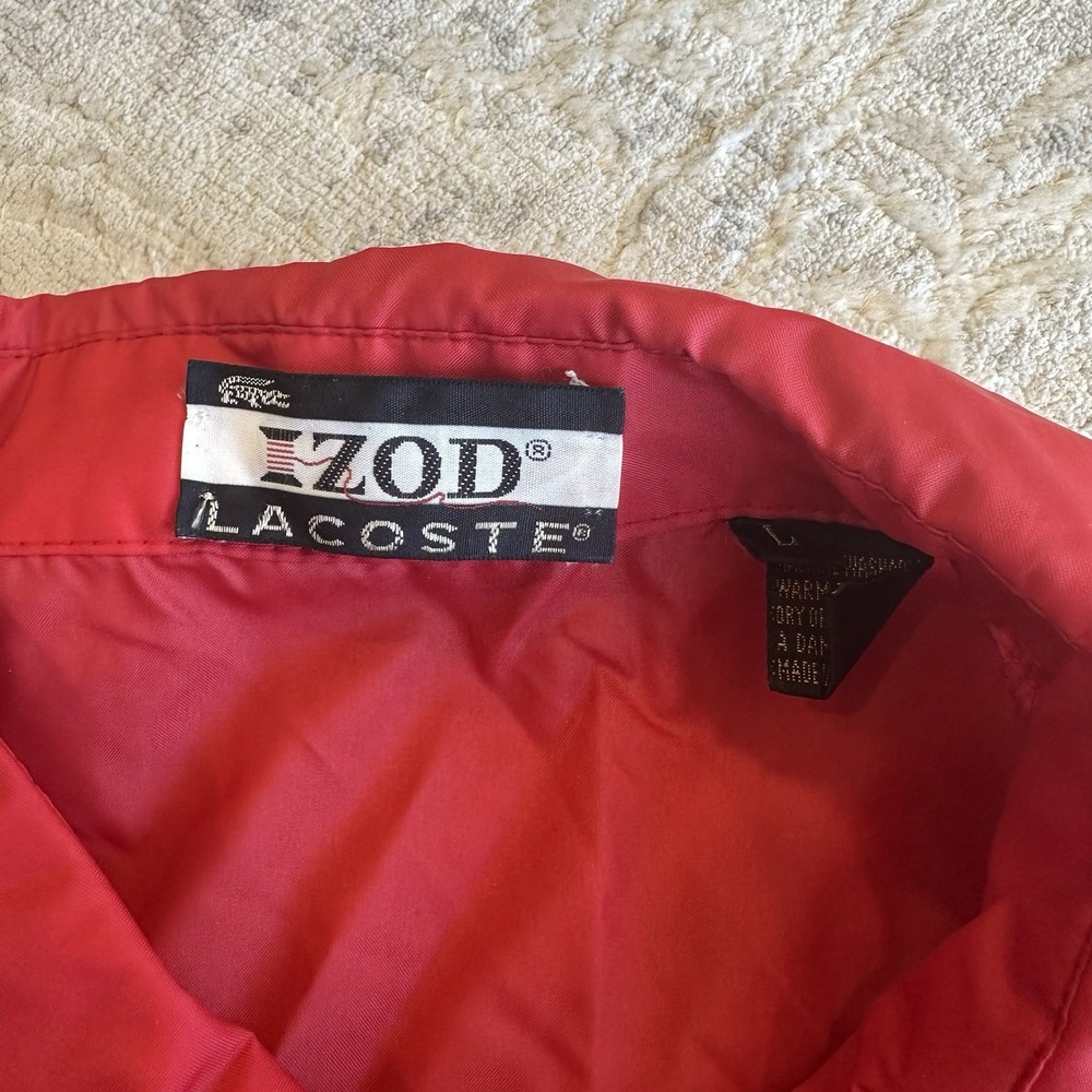 Vintage IZOD Lacoste Full Zip Windbreaker Jacket Size L Red- Blue Alligator Logo - Picture 4 of 12